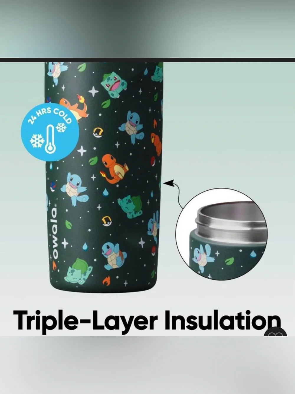 Pokémon Owala FreeSip Kanto Region First Partners Stainless Steel Tumbler
